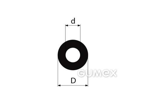 Gumový profil kruhový, priemer 6mm, dutinka 4mm, 70°ShA, EPDM, -40°C/+100°C, čierny